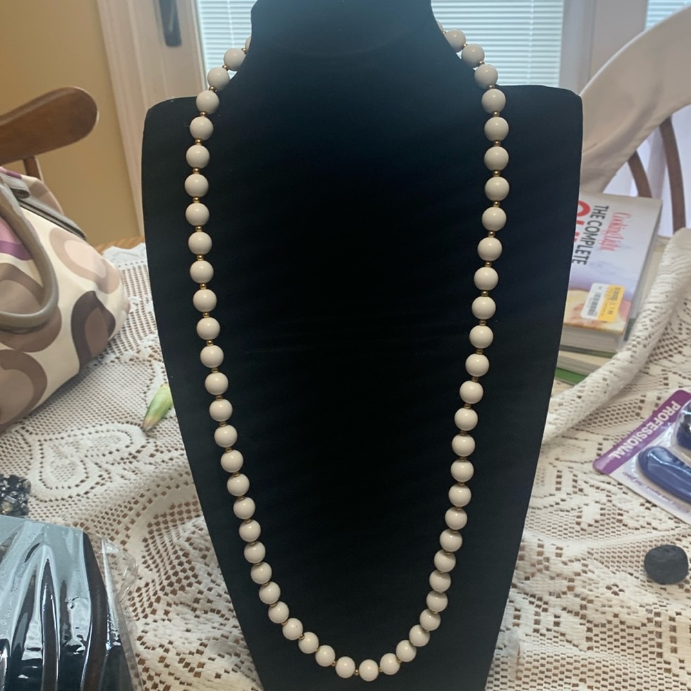 Monet white and gold necklace